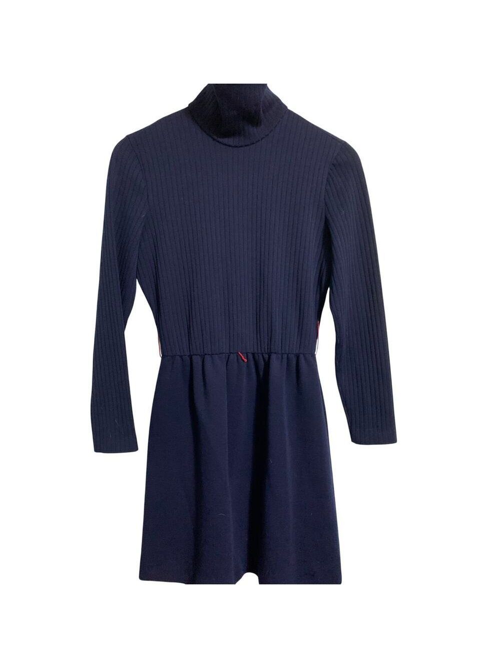 Vintage 1960-70 Gogo mid mod dress navy S stretch